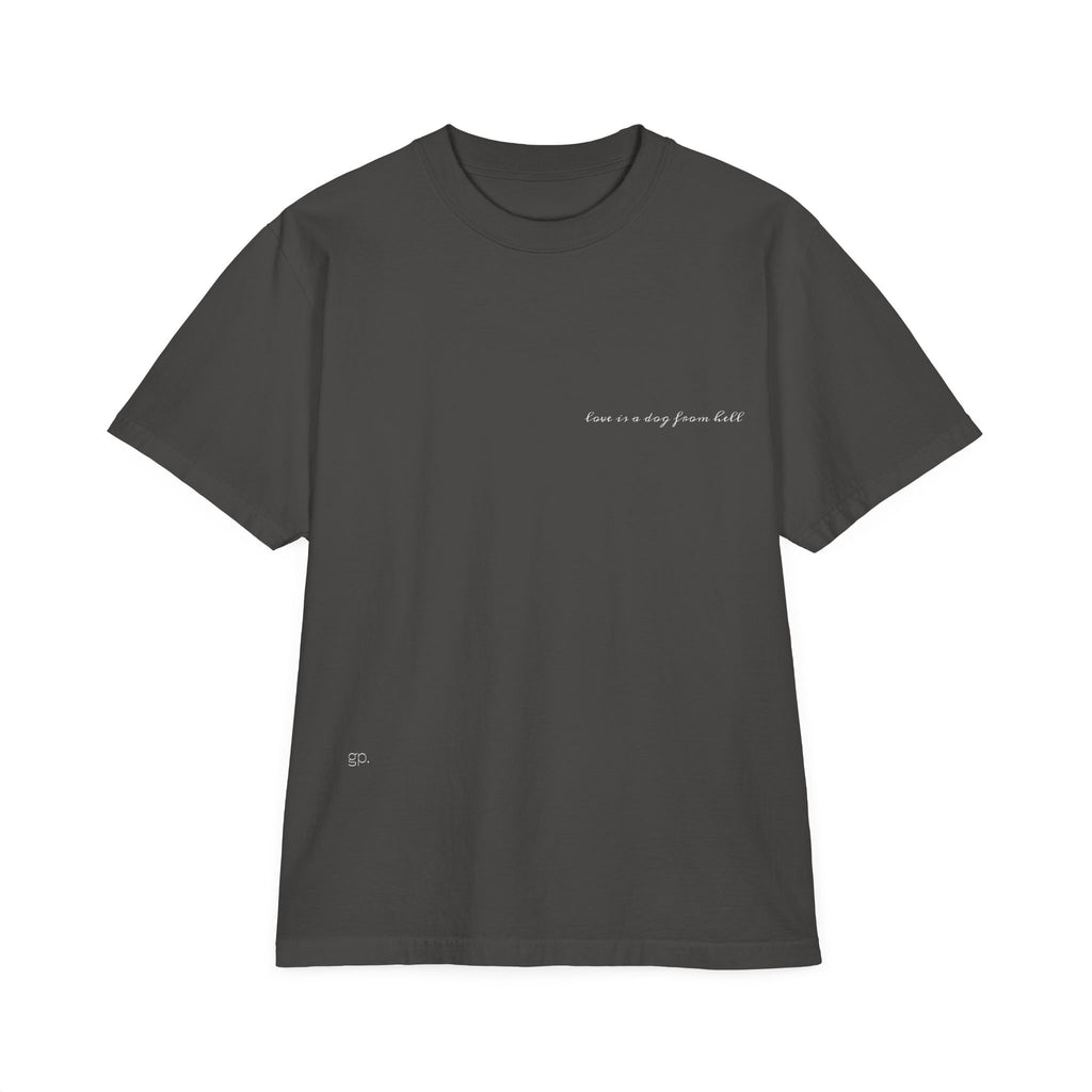 'love is a dog from hell'  Washed Drop-Shoulder